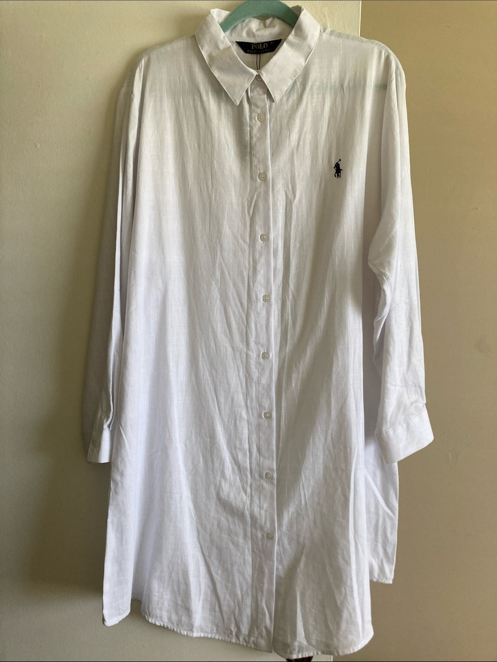 Polo Ralph Lauren Shirtdress Long Sleeve EU 52 XL 2XL 100% Cotton White - Picture 4 of 6